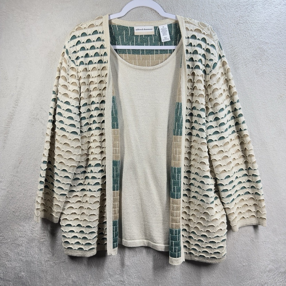Alfred Dunner Layered Look Sweater Women's 1X Sparkle Textured Knit